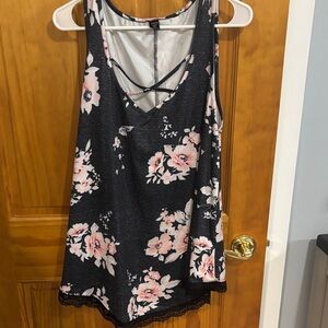 SHEIN Black and Pink Floral Tank Top